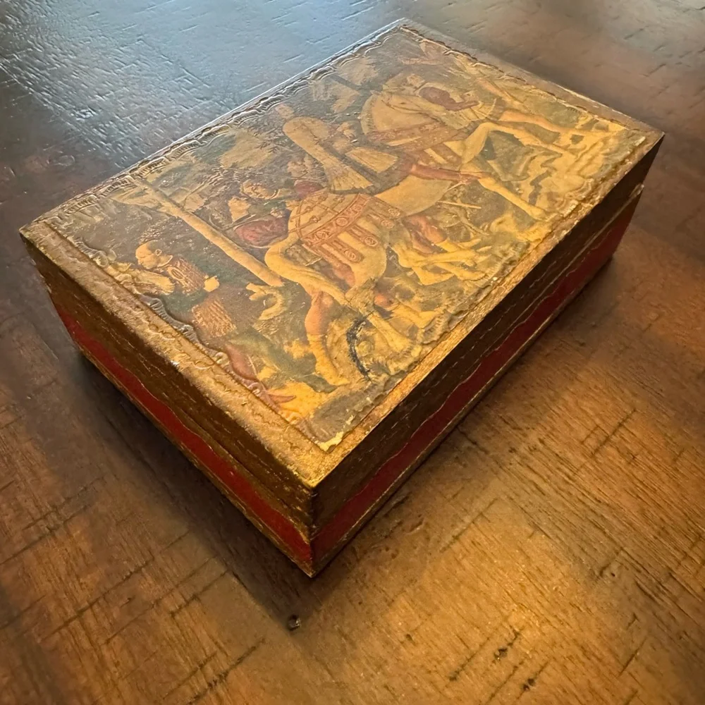Vintage Italy Florentine Box Medieval Scene English cottage Old world Heritage